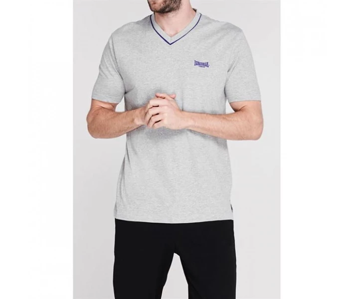 Фото - чоловічу футболку Футболка Lonsdale V Neck Tee Grey Marl S