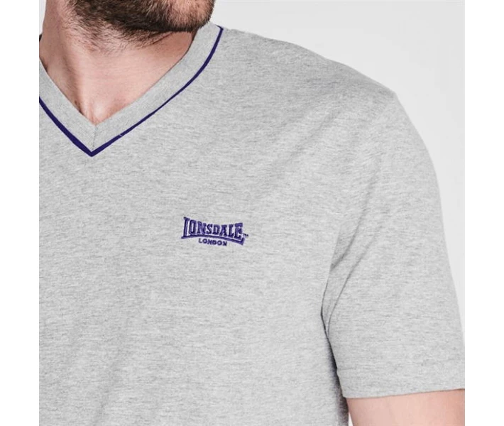 Фото - чоловічу футболку Футболка Lonsdale V Neck Tee Grey Marl S