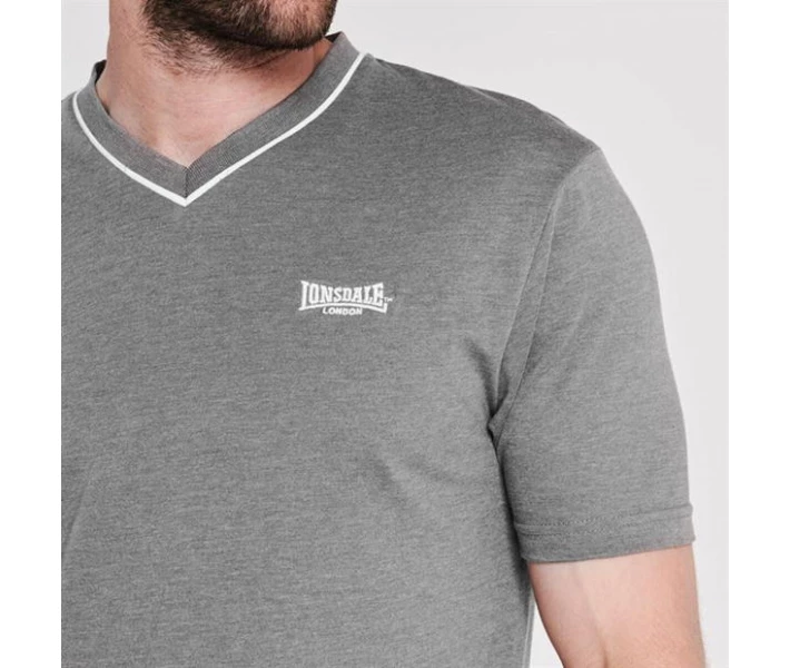 Фото - чоловічу футболку Футболка Lonsdale V Neck Tee Charcoal Marl XS