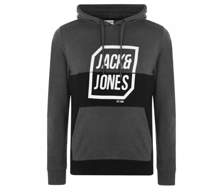 Фото - чоловіче худі Худі Jack and Jones Half Logo OTH Sn00 Dk Grey XL