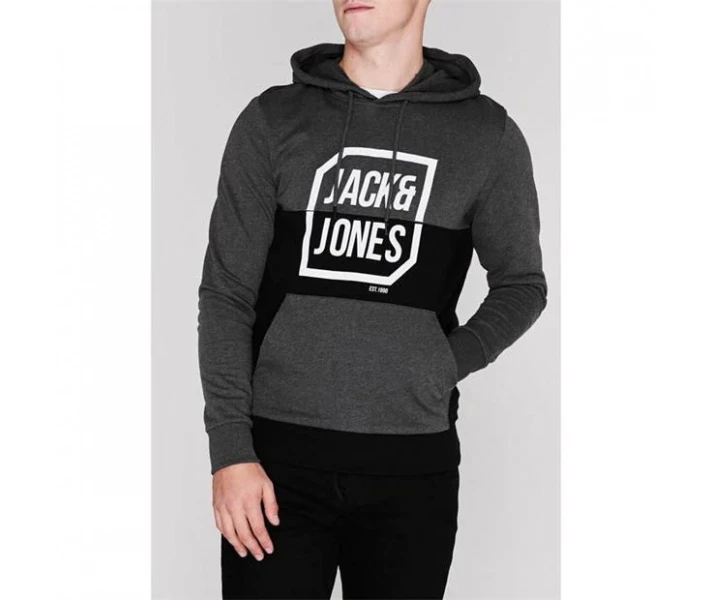 Фото - чоловіче худі Худі Jack and Jones Half Logo OTH Sn00 Dk Grey XL