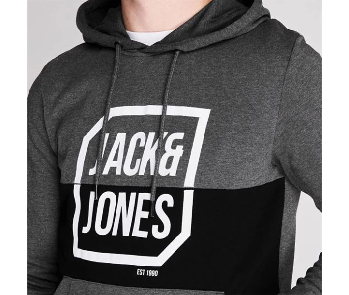 Фото - чоловіче худі Худі Jack and Jones Half Logo OTH Sn00 Dk Grey XL