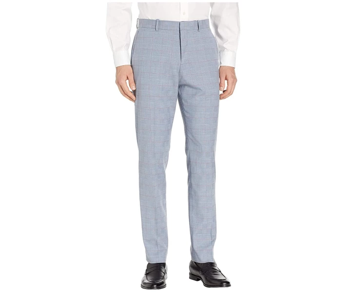 Фото - чоловічі штани Штани Perry Ellis Slim Fit Stretch Plaid with Contrast Stripe Dress Pants Chromite 32W 32L