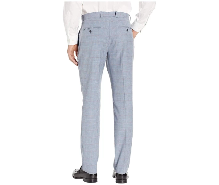 Фото - чоловічі штани Штани Perry Ellis Slim Fit Stretch Plaid with Contrast Stripe Dress Pants Chromite 32W 32L
