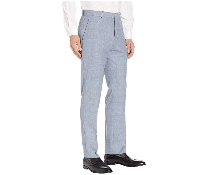 Фото - чоловічі штани Штани Perry Ellis Slim Fit Stretch Plaid with Contrast Stripe Dress Pants Chromite 32W 32L