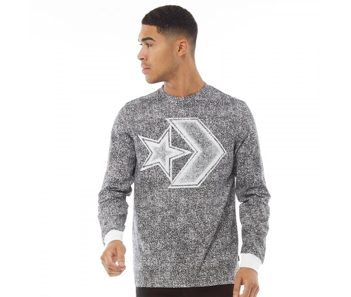 Фото - чоловічий лонгслів Лонгслів Converse Star Chevron Distressed Logo T-Shirt Black Black XS