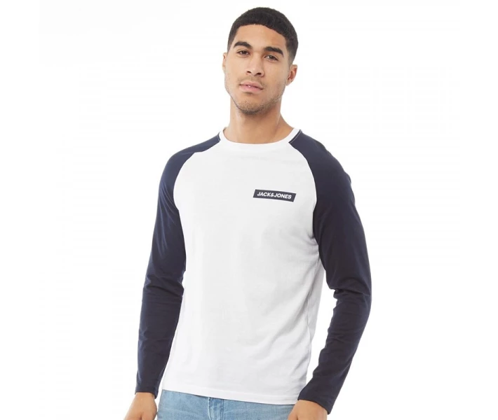 Фото - чоловічий лонгслів Лонгслів JACK AND JONES Brian T-Shirt Sky Captain / White Navy XS
