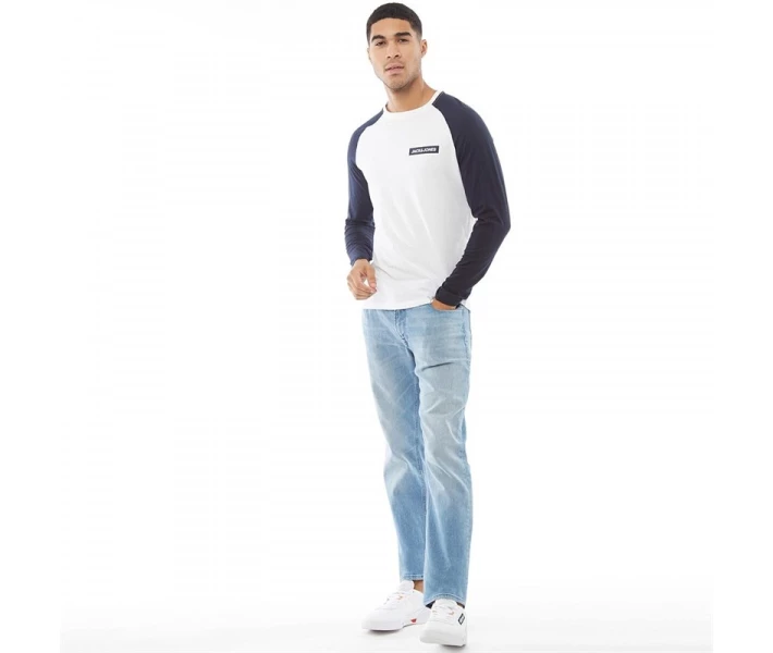 Фото - чоловічий лонгслів Лонгслів JACK AND JONES Brian T-Shirt Sky Captain / White Navy XS
