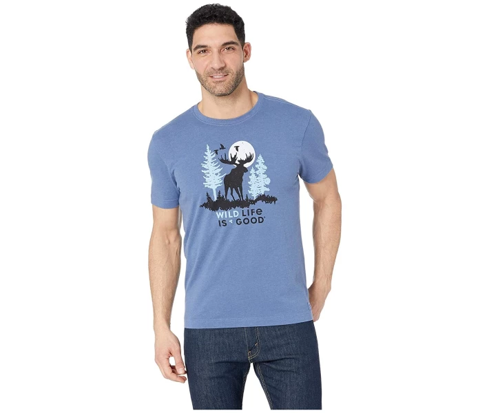 Фото - чоловічу футболку Футболка Life is Good Wildlife Moose Crusher Tee Blue L