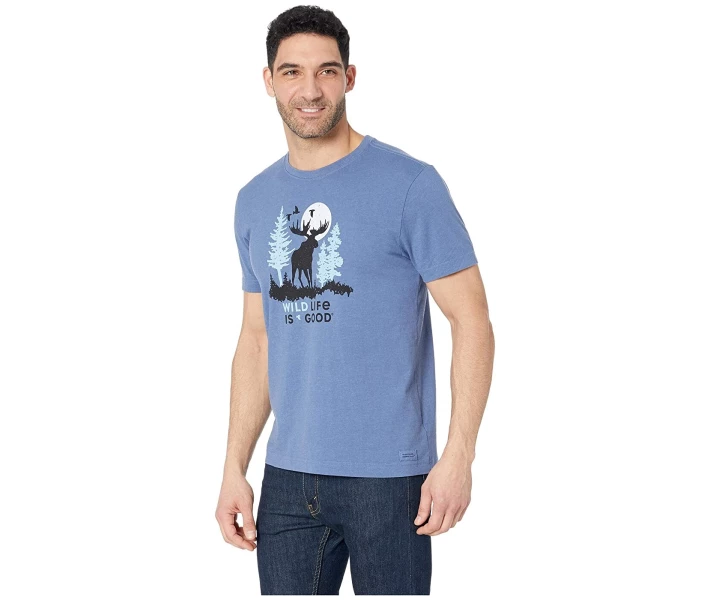 Фото - чоловічу футболку Футболка Life is Good Wildlife Moose Crusher Tee Blue L