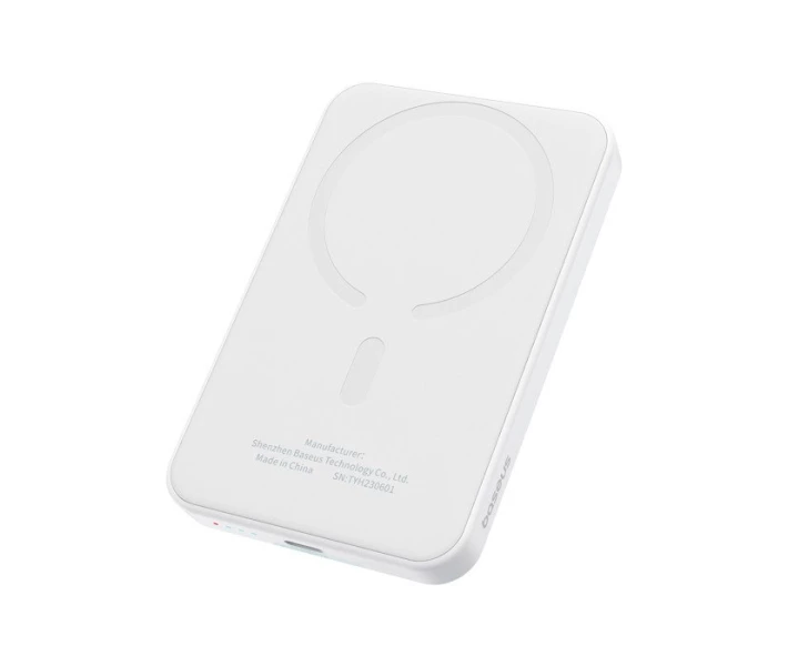 Фото - універсальну мобільну батарею Павербанк BASEUS Magnetic Mini 5000mAh 20W з бездротовою зарядкою Qi 15W White (P1-00)