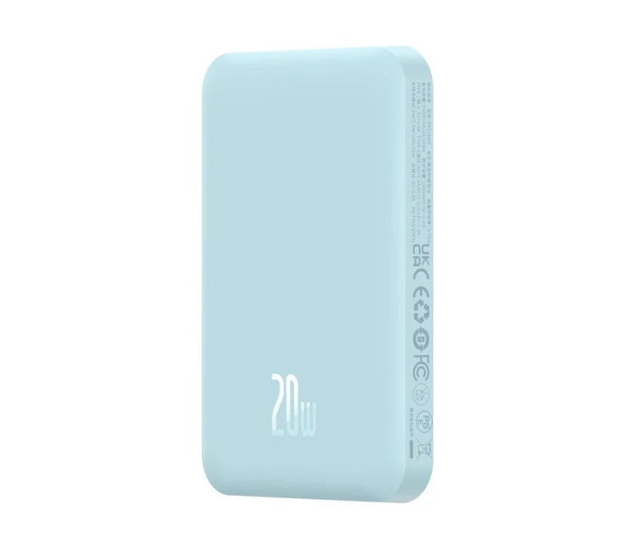 Фото - універсальну мобільну батарею Павербанк BASEUS Magnetic Mini 5000mAh 20W з бездротовою зарядкою Qi 15W Blue (P1-00)