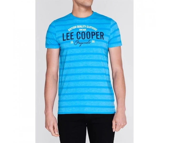 Фото - чоловічу футболку Футболка Lee Cooper Stripe Logo Bright Blue XL