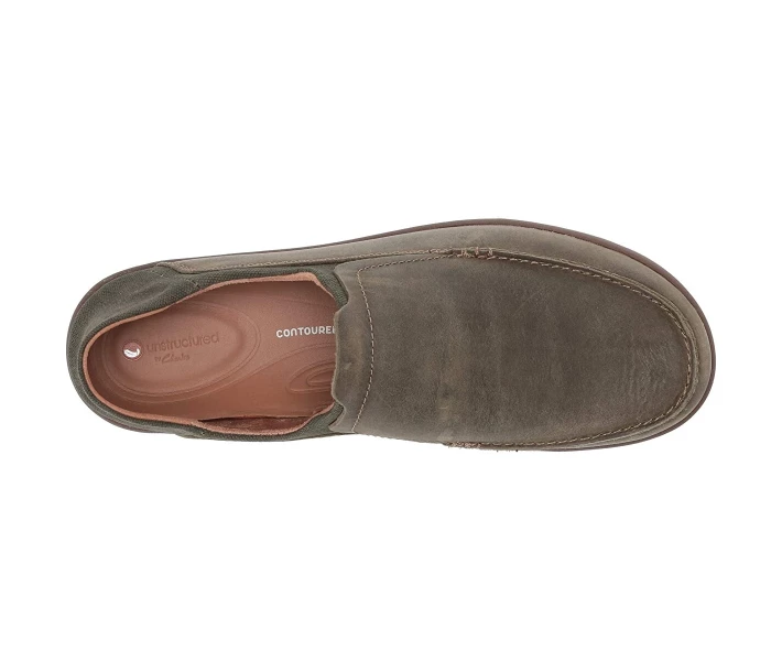 Фото - чоловічий сліпон Сліпони Clarks Un Lisbon Lane Dark Olive Oily Leather/Textile 46