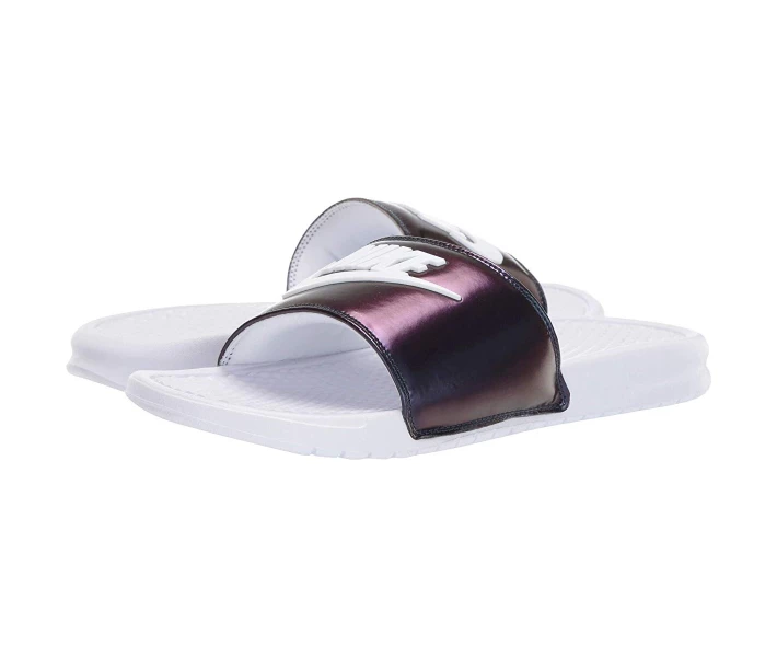 Фото - чоловічий шльопанець Шльопанці Nike Benassi JDI SE White/White/Lucid Green/Court Purple 45