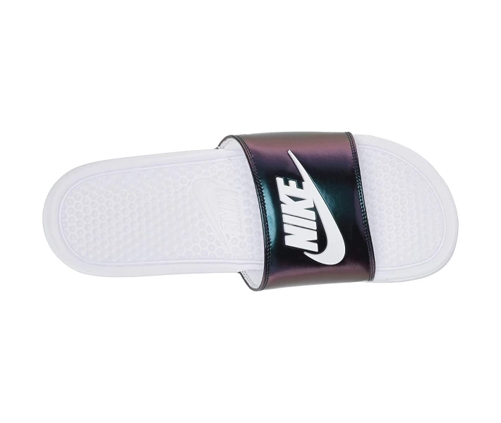 Фото - чоловічий шльопанець Шльопанці Nike Benassi JDI SE White/White/Lucid Green/Court Purple 45