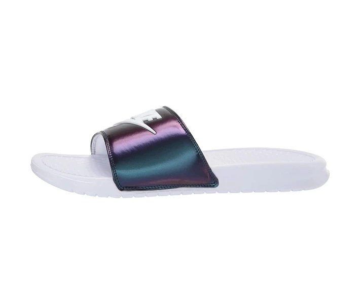 Фото - чоловічий шльопанець Шльопанці Nike Benassi JDI SE White/White/Lucid Green/Court Purple 45