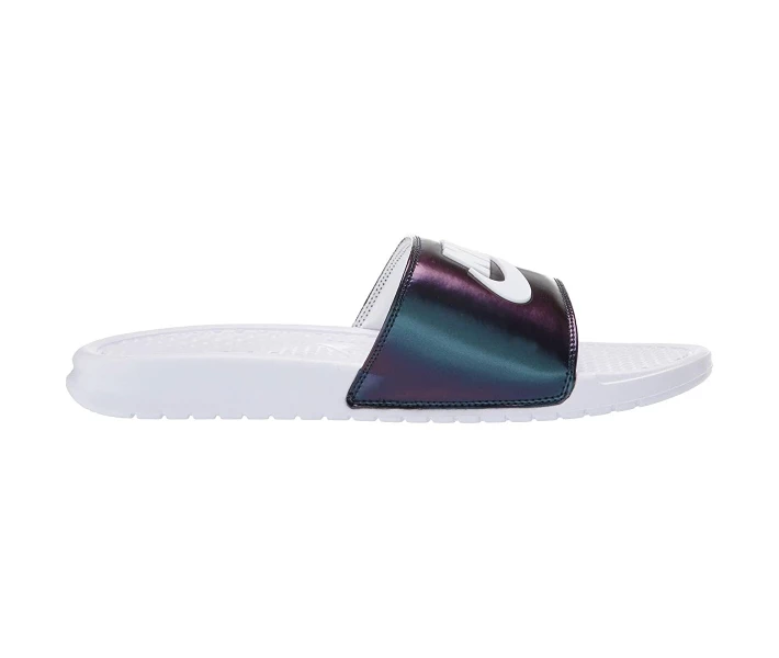 Фото - чоловічий шльопанець Шльопанці Nike Benassi JDI SE White/White/Lucid Green/Court Purple 45