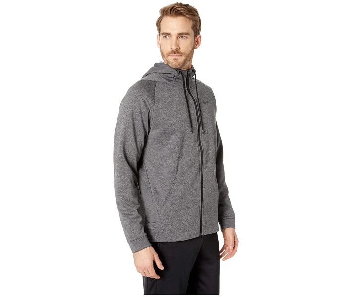 Фото - чоловічу толстовку Футболка Nike Dri-FIT Therma Men's Full-Zip Training Charcoal Heather / Black XL