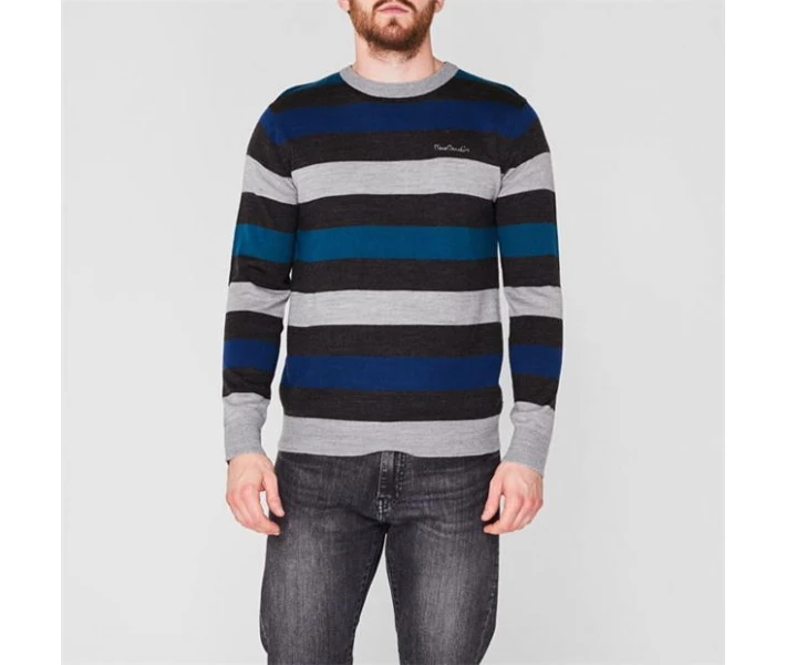 Фото - чоловічий джемпер Джемпер Pierre Cardin Stripe Knit Charcoal / Blue XL