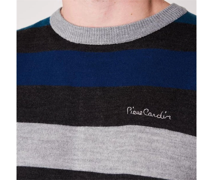 Фото - чоловічий джемпер Джемпер Pierre Cardin Stripe Knit Charcoal / Blue XXL