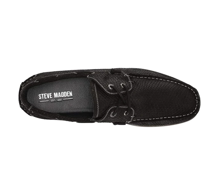 Фото - чоловічий мокасин Мокасини Steve Madden Gametyme Boat Shoe Black Emboss 40