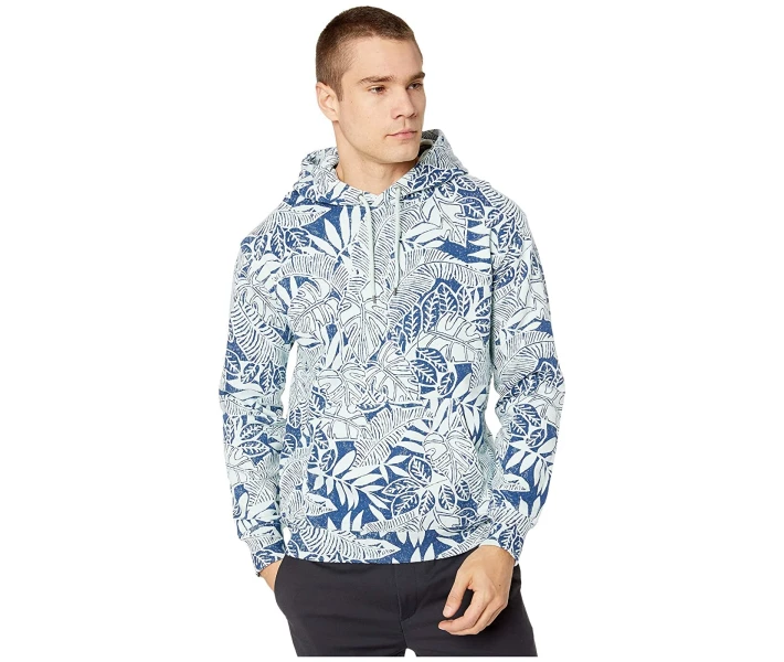 Фото - чоловіче худі Худі J.Crew Garment-Dyed All Over Print Tropical Party Blue / White M