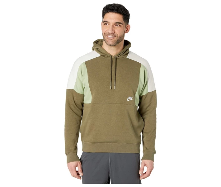 Фото - чоловіче худі Худі Nike NSW Color Block Medium Olive / Oil Green / Light Bone / White M