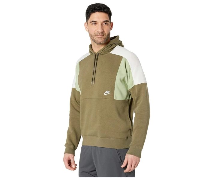 Фото - чоловіче худі Худі Nike NSW Color Block Medium Olive / Oil Green / Light Bone / White M