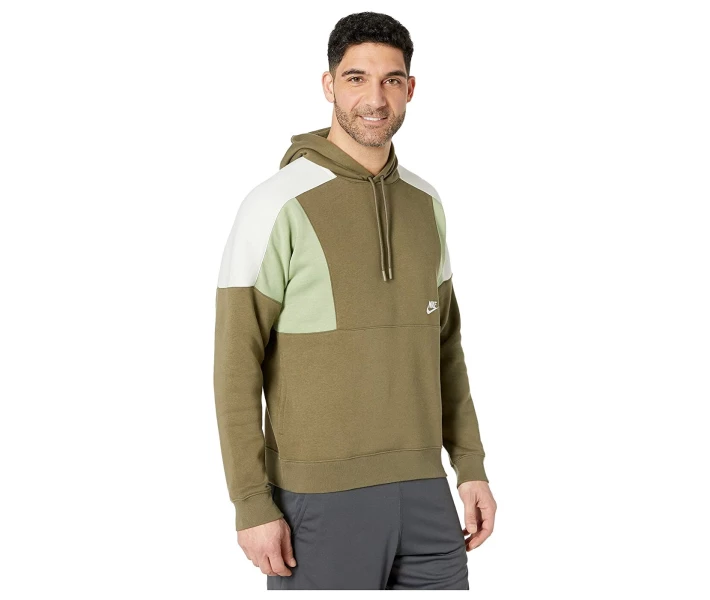 Фото - чоловіче худі Худі Nike NSW Color Block Medium Olive / Oil Green / Light Bone / White M