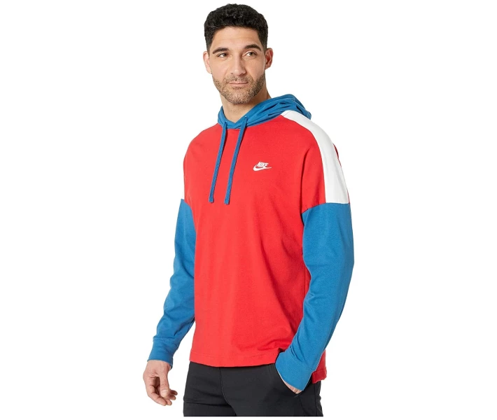 Фото - чоловічу толстовку Футболка Nike NSW Pullover Jersey Color Block University Red / Industrial Blue / White L