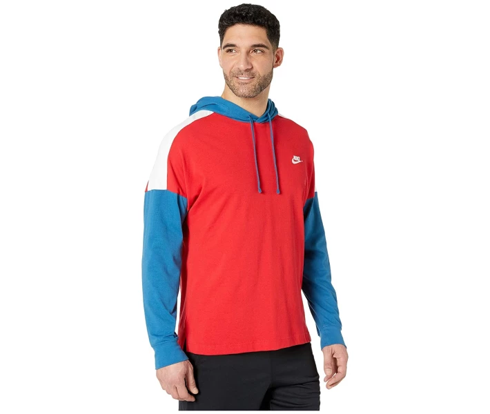 Фото - чоловічу толстовку Футболка Nike NSW Pullover Jersey Color Block University Red / Industrial Blue / White L