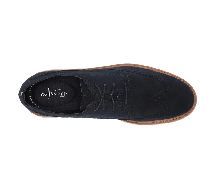 Фото - чоловічу туфлю Туфлі оксфорди Clarks Draper Wing Navy Suede 41