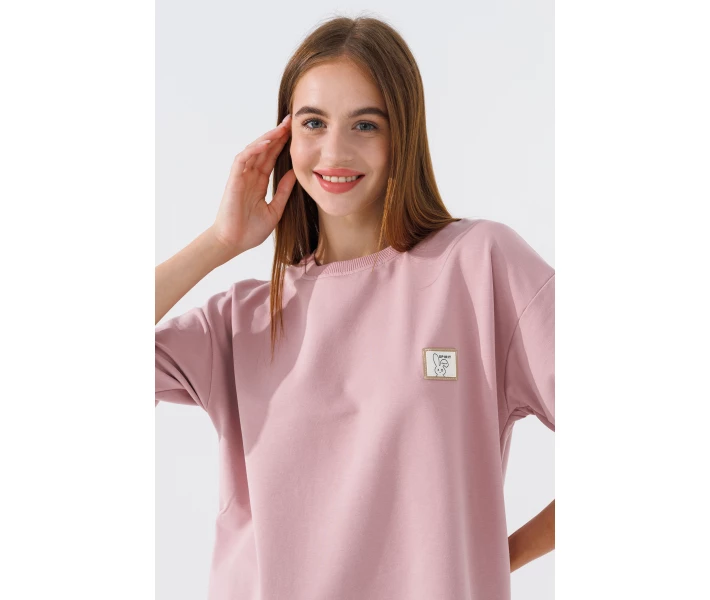 Фото - жіночий костюм Костюм футболка + шорти однотонний жіночий Poncik 24126 L Пудровий (259)