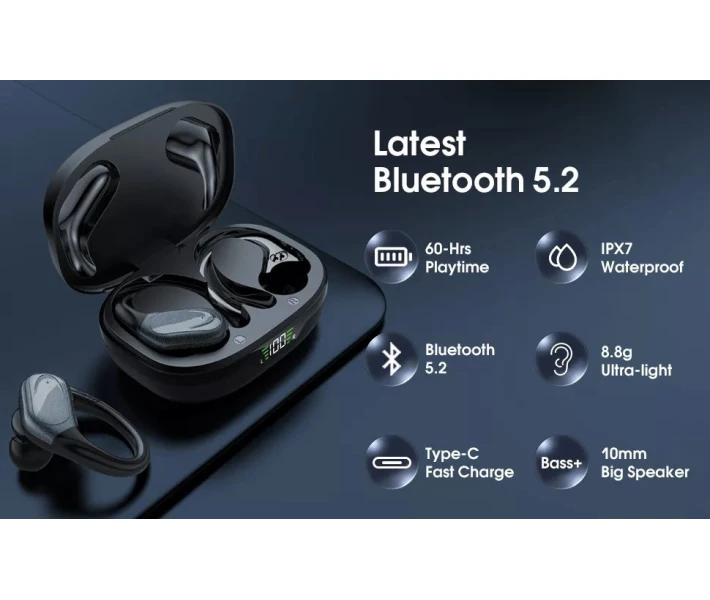 Фото - навушники Бездротові спортивні навушники Bluetooth TWS X17 водонепроникні з індикатором заряду Навушники для спорту Чорний