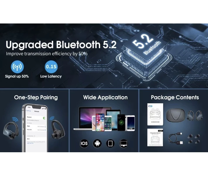 Фото - навушники Бездротові спортивні навушники Bluetooth TWS X17 водонепроникні з індикатором заряду Навушники для спорту Чорний