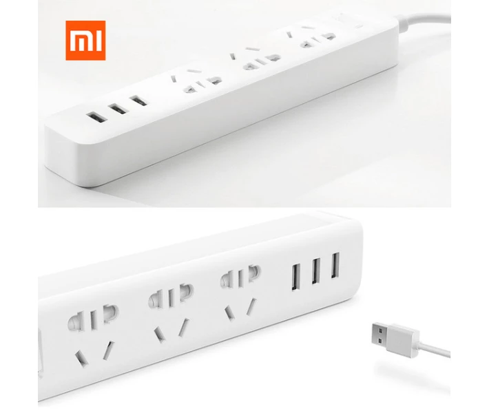 Фото - мережевий фільтр Подовжувач фільтр Xiaomi Mi Power Strip 3 USB 15w універсальні розетки (98536)