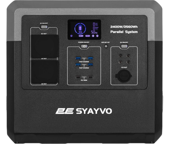 Фото - зарядну станцію Зарядна станція 2Е Syayvo 2400 Вт, 2560 Вт/год, WiFi/BT, паралельне підключення, швидка зарядка (2E-PPS24256)