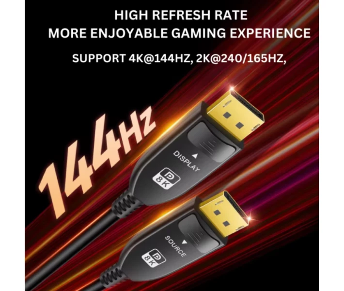 Професійний оптичний 8K 60 Гц кабель DisplayPort 1.4, 25 м 24K 8.1