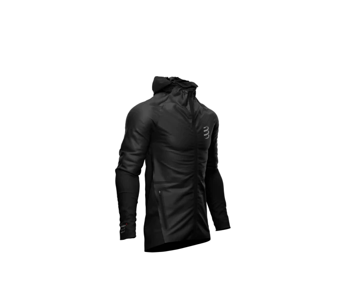 Фото - куртку мужскую Куртка чоловіча з капюшоном Compressport Hurricane Waterproof 25/75 М Чорна