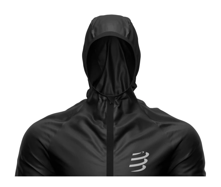 Фото - куртку мужскую Куртка чоловіча з капюшоном Compressport Hurricane Waterproof 25/75 М Чорна