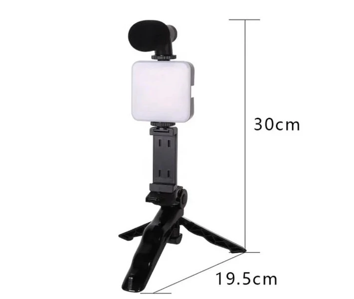 Фото - Набори блогерів Набір Блогера 4в1, Тринога Для Телефону З Мікрофоном І Спалахом Штатив Трипод Для Селфі І Відео (208990)