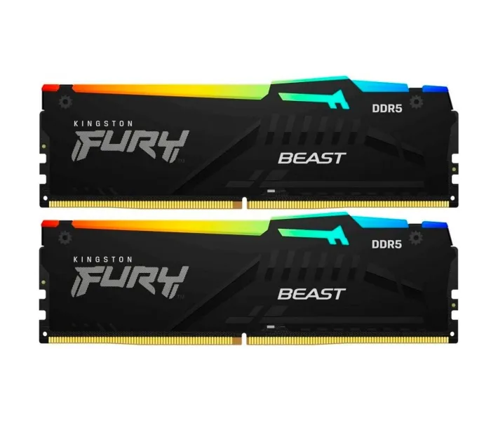 Модуль пам'яті DDR5 Kingston FURY Beast RGB 2x8GB 5200MHz Black