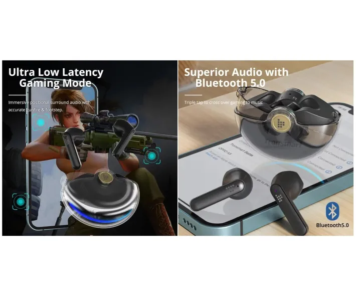 Фото - навушники Бездротові ігрові навушники Tronsmart Battle Gaming Earbuds
