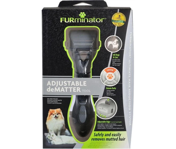 Фото - інструмент для грумінгу Колтуноріз FURminator для собак та котів регульований(4048422141617)