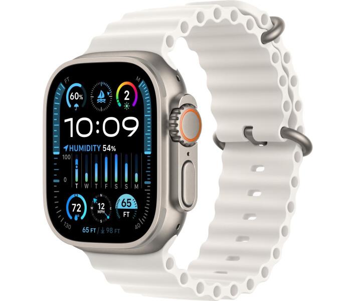 Фото - смарт-годинник Смарт-годинник Apple Watch Ultra 2 GPS + Cellular, 49mm Titanium Case with White Ocean Band (MREJ3UL/A)