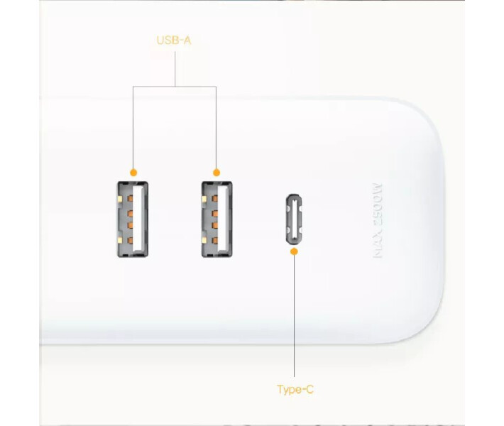 Фото - мережевий фільтр Mi Power Strip 20W Fast Charge (3 sockets +2 USB+1 TypeC)