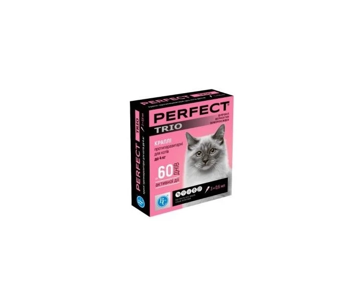 Фото - протипаразитарний засіб для кота Краплі PerFect TRIO для котів до 4 кг 3х0,6 мл (480138347572)