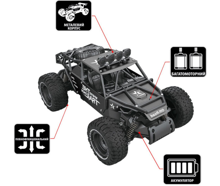Фото - радіокеровану іграшку Автомобіль на радіокеруванні OFF-ROAD CRAWLER - RACE (матовий чорний) (SL-309RHMBl)