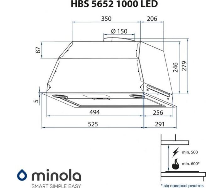 Фото - витяжку Minola HBS 5652 BL 1000 LED